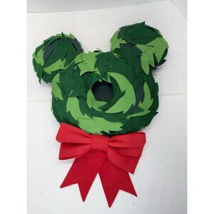 Vintage Walt Disney Gallery Christmas Decor Mickey Mouse Icon Shaped Felt Wreath